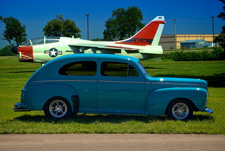 1946 Ford Sedan in front of A7 Corsair Photograph by Tim McCullough