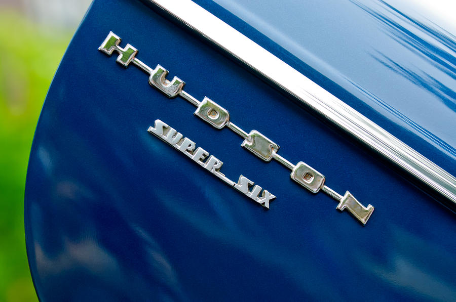 Car Photograph - 1946 Hudson Big Boy Super Six Pickup Truck Emblem by Jill Reger