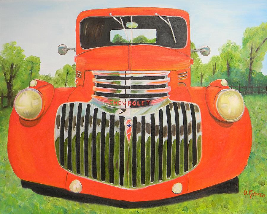 1946 Red Chevy Truck Painting by Dean Glorso