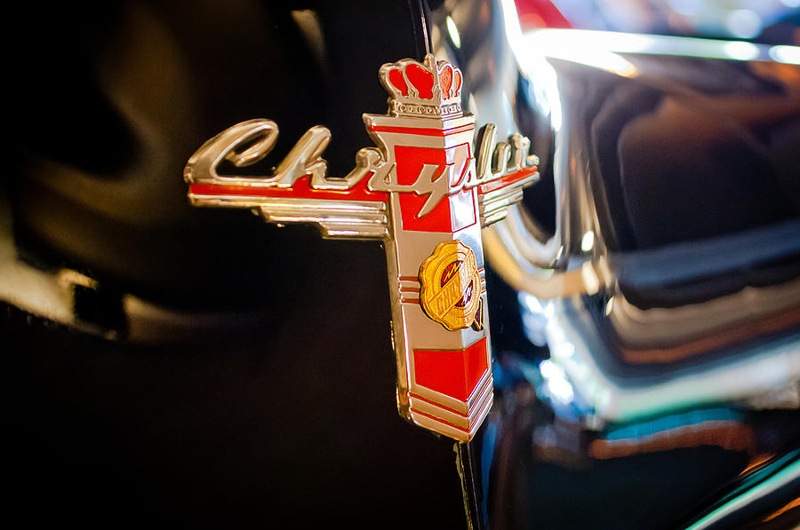 Car Photograph - 1947 Chrysler New Yorker Town and Country Convertible Emblem by Jill Reger