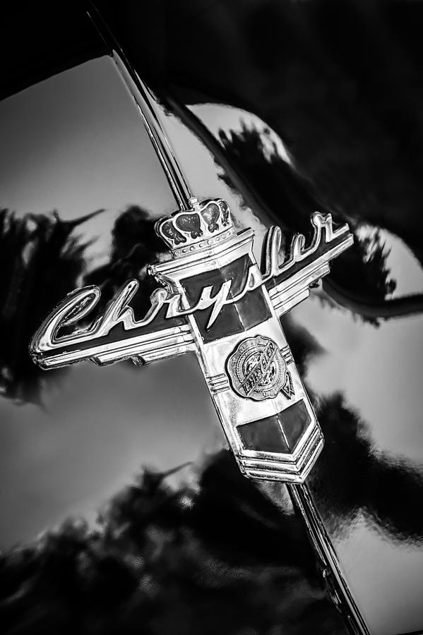 1947 Chrysler Town and Country Convertible Emblem -0882bw Photograph by Jill Reger
