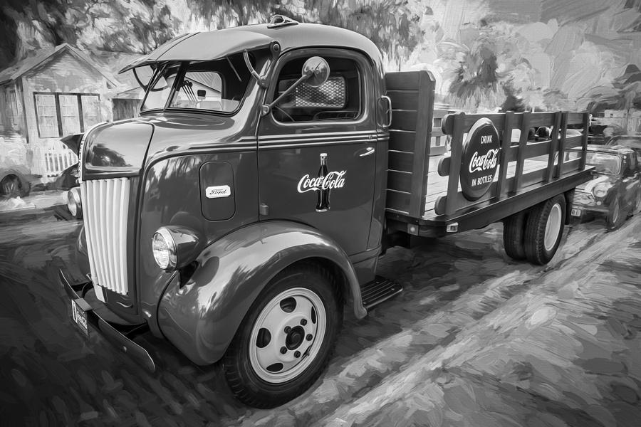 Truck Photograph - 1947 Ford Coca Cola C.O.E. Delivery Truck BW #3 by Rich Franco