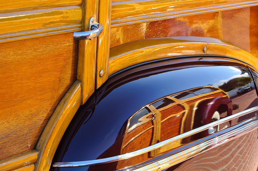 1947 Mercury Woody Reflecting into 1947 Ford Woody Photograph by Jill Reger