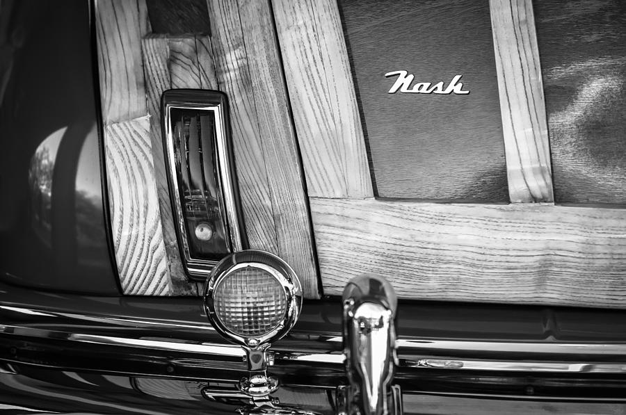1947 Nash Suburban Taillight Emblem -1188bw Photograph by Jill Reger