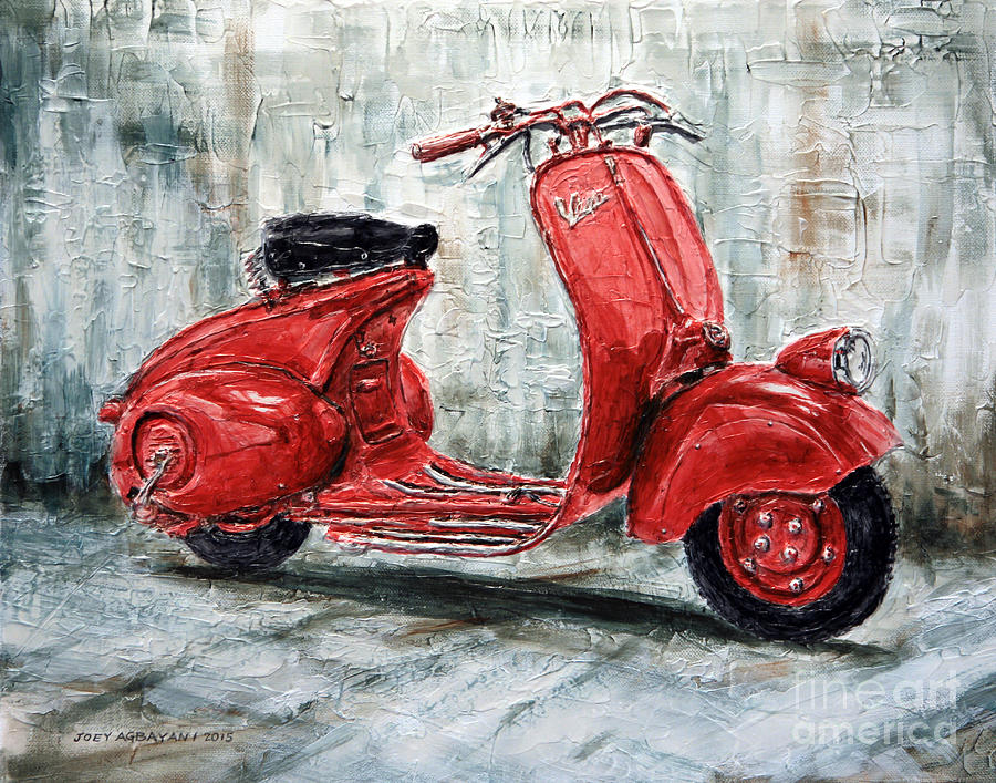 1947 Vespa 98 Scooter Painting by Joey Agbayani