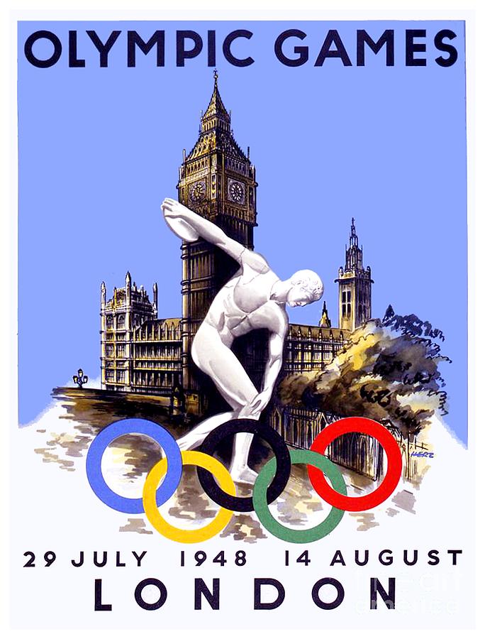 1948 - London Olympic Poster - Summer Games - Color Digital Art by John Madison