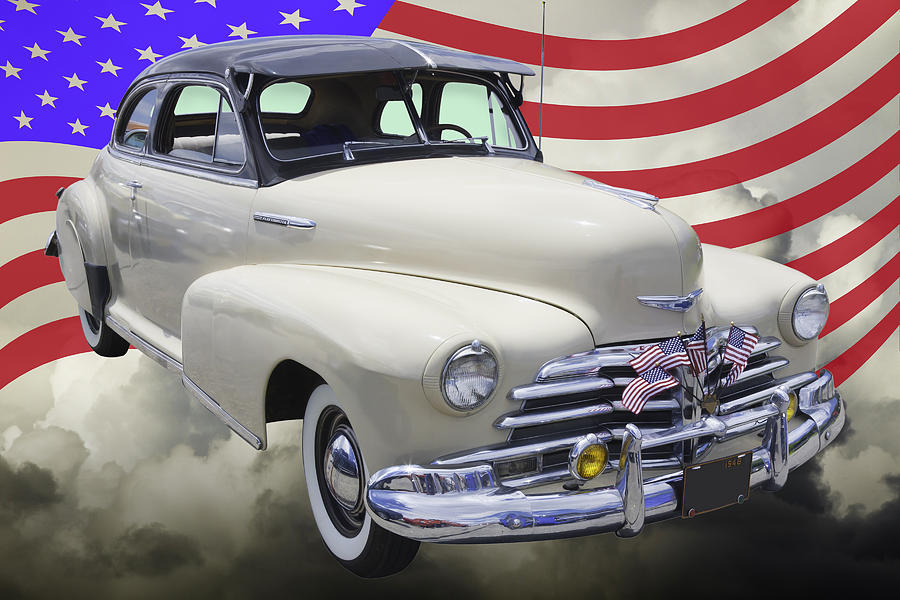 1948 Chevrolet Fleetmaster Car With American Flag Photograph by Keith Webber Jr