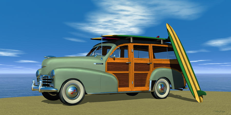 1948 Chevrolet Woody Digital Art by Walter Colvin