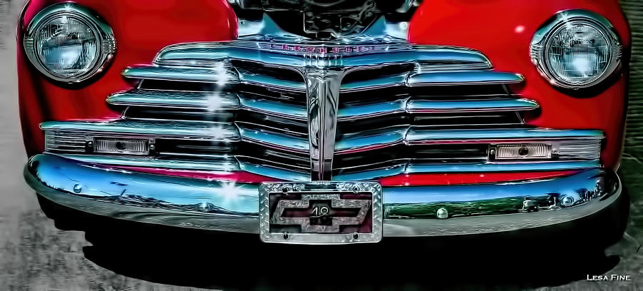 Vintage Photograph - 1948 Chevy 2100 FK Fleetmaster Grill View by Lesa Fine