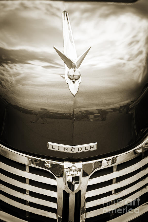 1948 Lincoln Continental Car or Automobile Emblem in Sepia  3156 Photograph by M K Miller
