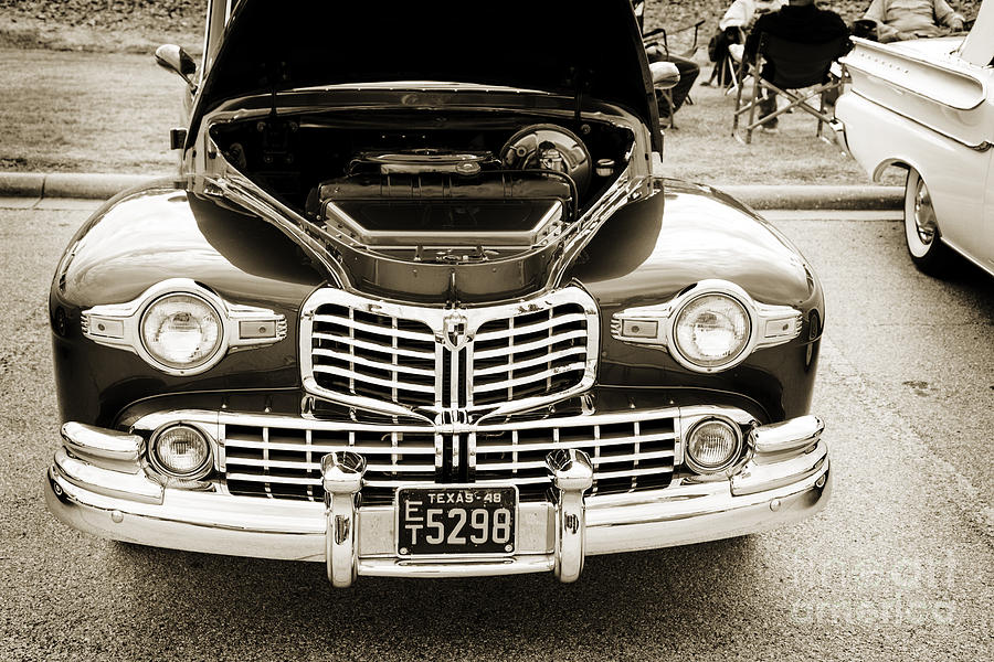 1948 Lincoln Continental Car or Automobile Front End in Sepia  3 Photograph by M K Miller