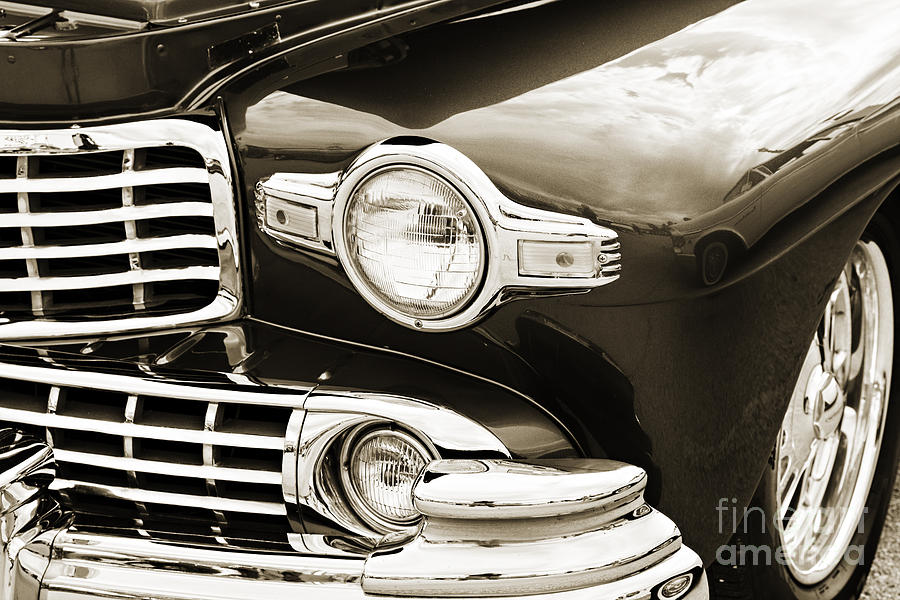 1948 Lincoln Continental Car or Automobile Front Fender in Sepia Photograph by M K Miller