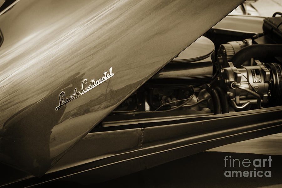 1948 Lincoln Continental Car or Automobile hood in Sepia  3150.0 Photograph by M K Miller