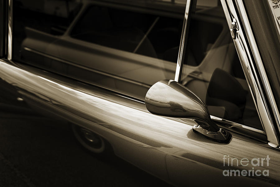 1948 Lincoln Continental Car or Automobile Mirror in Sepia  3151 Photograph by M K Miller