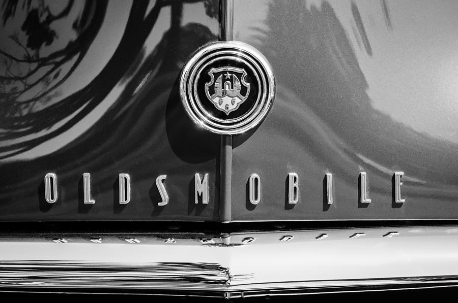 1948 Oldsmobile 66 Series Woodie Wagon Grille Emblem -3176bw Photograph by Jill Reger