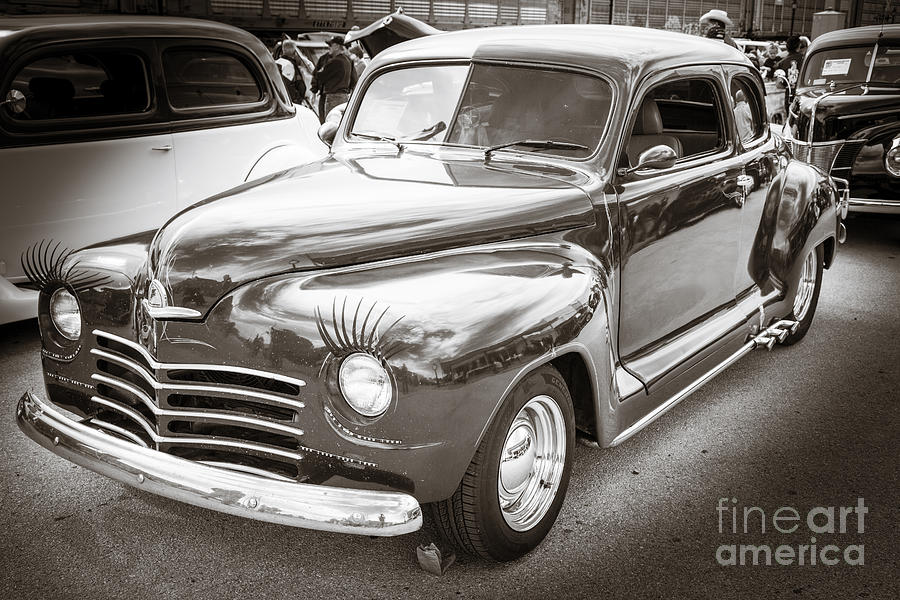 1948 Plymouth Classic Car Complete in Black and White Sepia 3386 Photograph by M K Miller