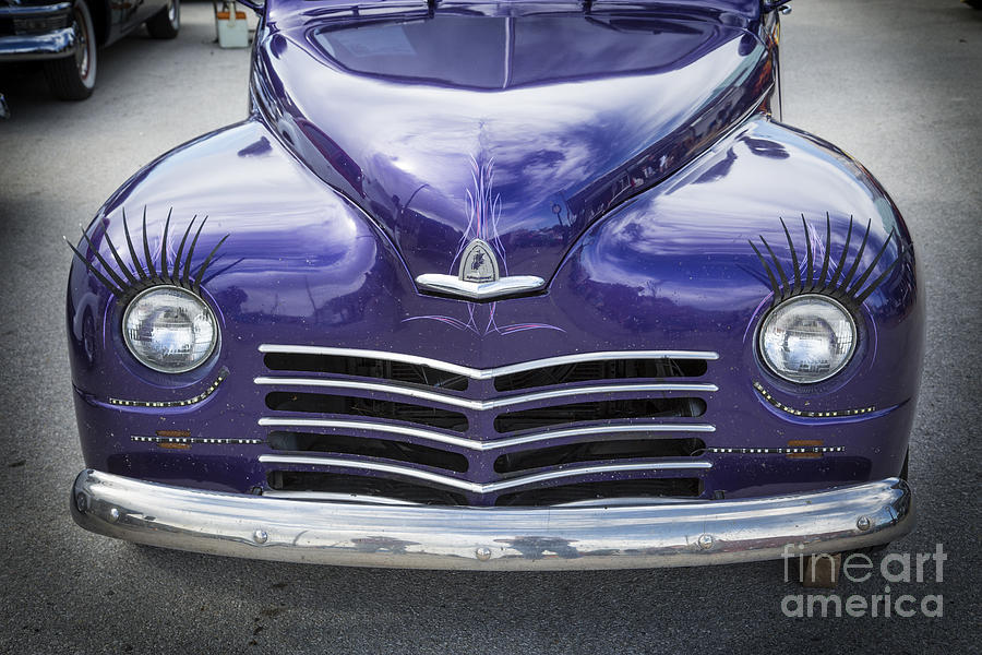 1948 Plymouth Classic Car Front End in Color of Purple 3385.02 Photograph by M K Miller