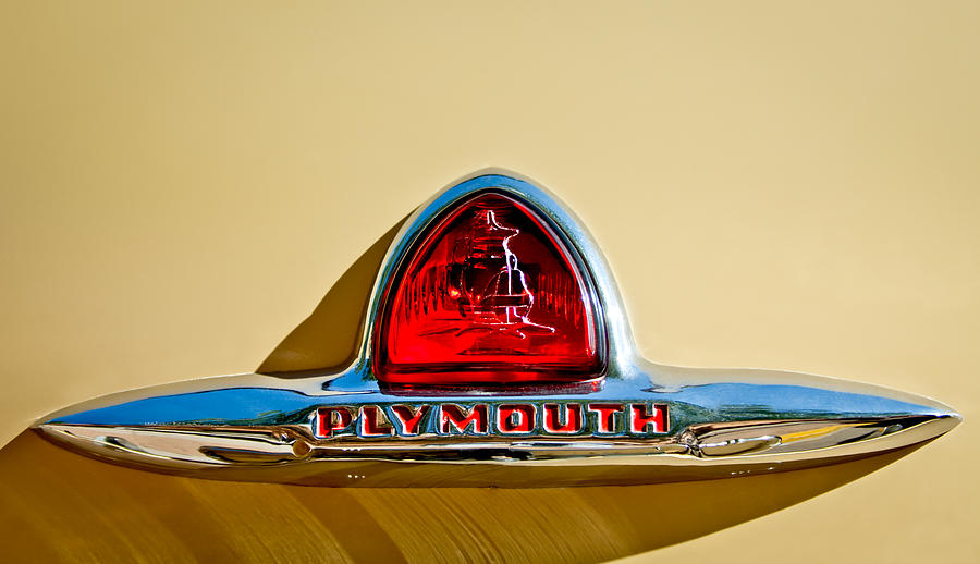 Car Photograph - 1948 Plymouth Deluxe Emblem by Jill Reger