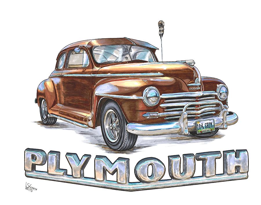 1948 Plymouth Drawing by Shannon Watts
