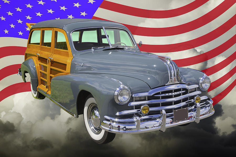 1948 Pontiac Silver Streak Woody And American Flag Photograph by Keith Webber Jr