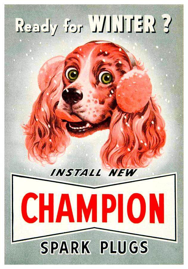 1949 - Champion Spark Plug Advertisement - Color Digital Art by John Madison