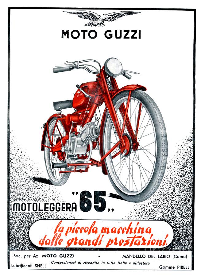 1949 - Moto Guzzi Italian Motorcycle Advertisement - Color Digital Art by John Madison