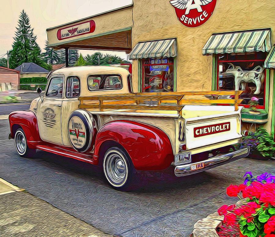 Cool Photograph - 49 Chevy Truck At The Flying A by Thom Zehrfeld