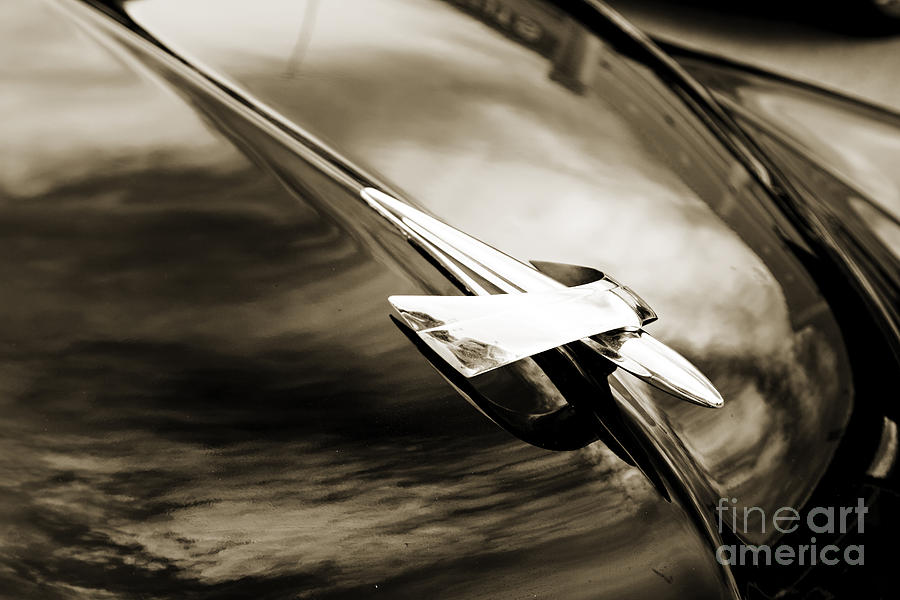 1949 Mercury Classic Car Hood Ornament in Sepia 3191.01 Photograph by M K Miller