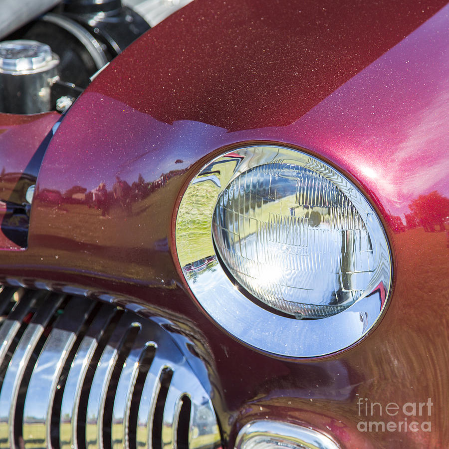 1949 Mercury Coupe Photograph - 1949 Mercury Coupe Head Light Color 3039.02 by M K Miller