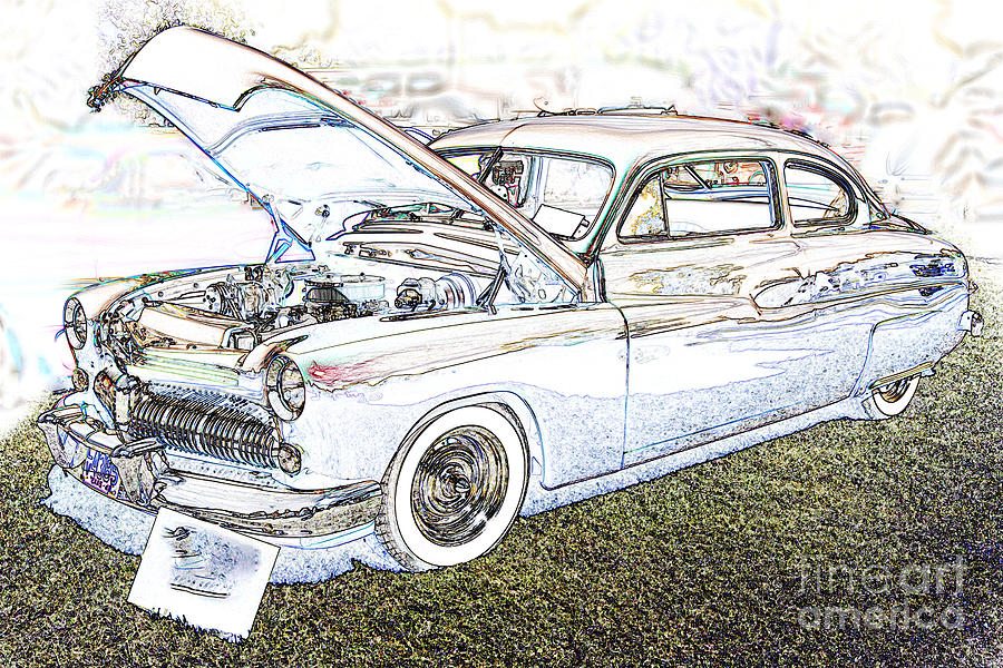 1949 Mercury Coupe in Color Light Drawing 3036.03 Photograph by M K Miller
