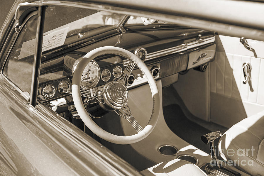 1949 Mercury Coupe Interior Sepia 3037.01 Photograph by M K Miller