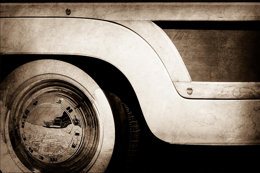 1949 Mercury Station Woodie Wagon Wheel Emblem Photograph by Jill Reger