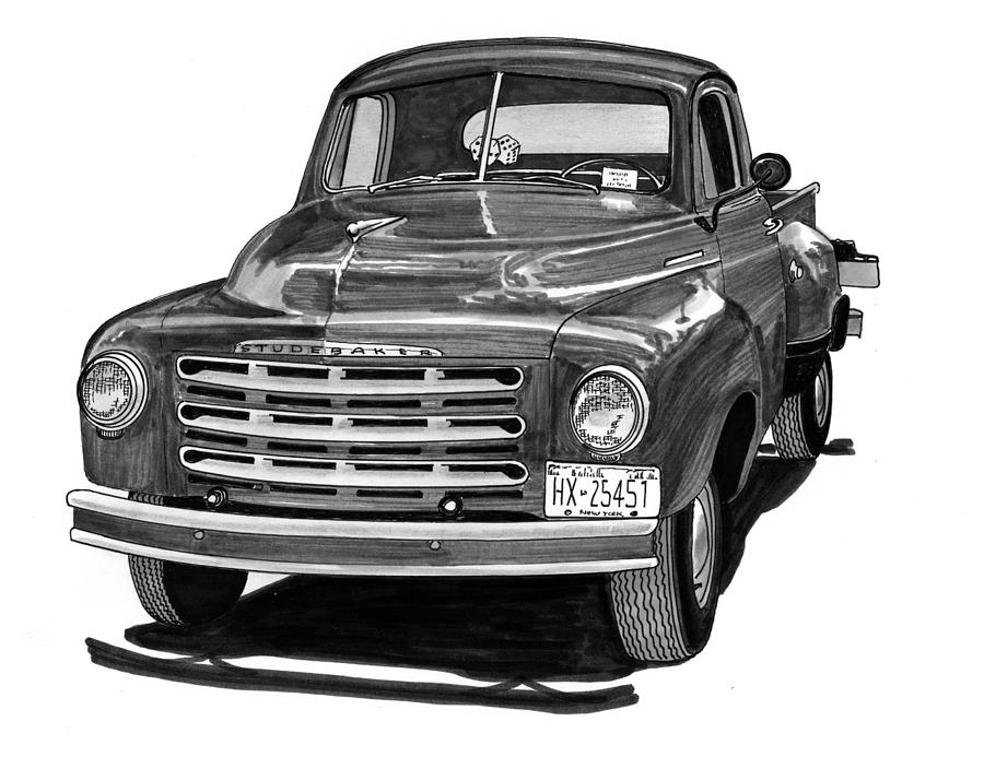 1949 Studebaker Pick Up Truck Drawing by Jack Pumphrey