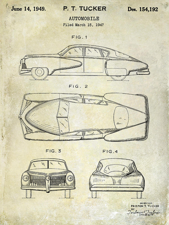 1949 Tucker Automobile Patent Drawing Photograph by Jon Neidert