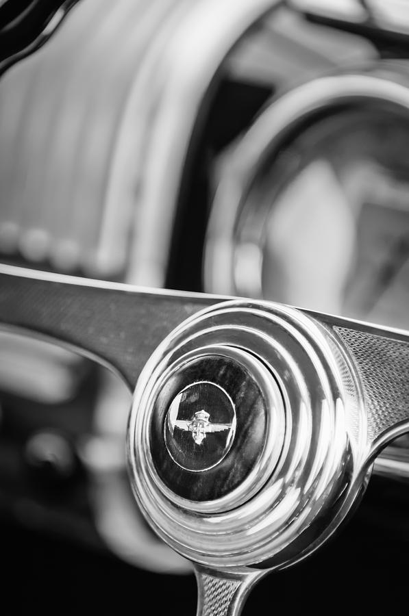 1950 Alfa Romeo 6C 2500 SS Touring Coupe Steering Wheel Emblem -1642bw Photograph by Jill Reger