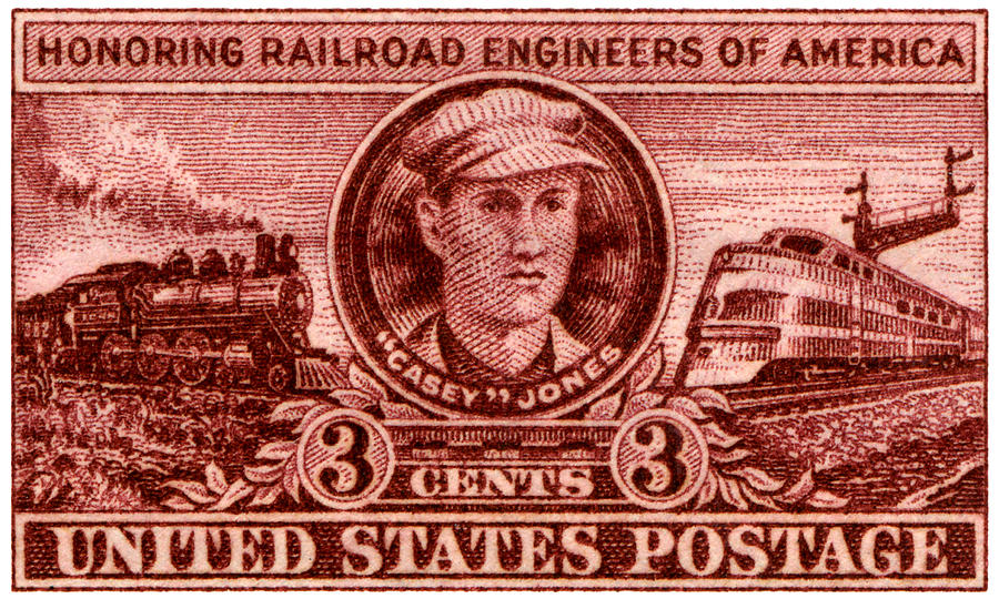 1950 Casey Jones Stamp Painting by Historic Image