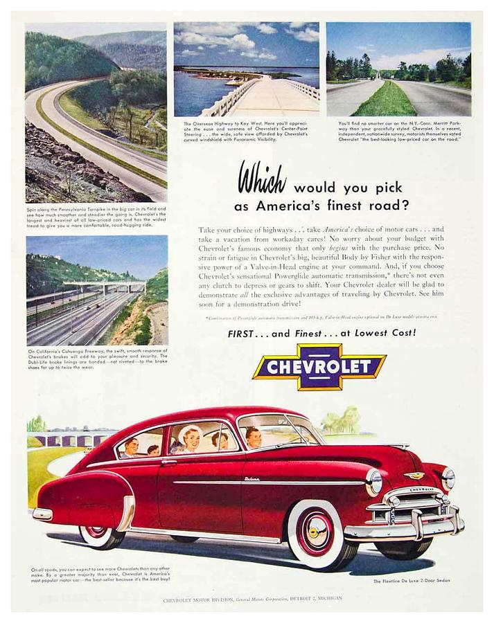 1950 Chevrolet Fleetline DeLuxe Two-Door Sedan Advertisement - Color Digital Art by John Madison