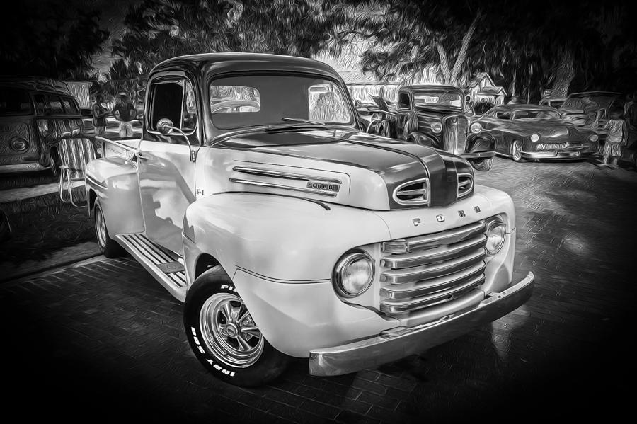 Truck Photograph - 1950 Ford Pick Up Truck F100 BW  by Rich Franco
