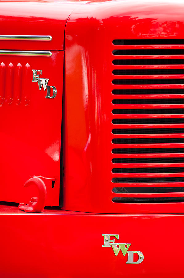 1950 Four Wheel Drive Pumper Fire Truck Emblems Photograph by Jill Reger