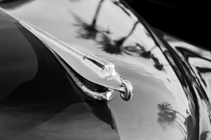 1950 Packard Hood Ornament -0242bw Photograph by Jill Reger