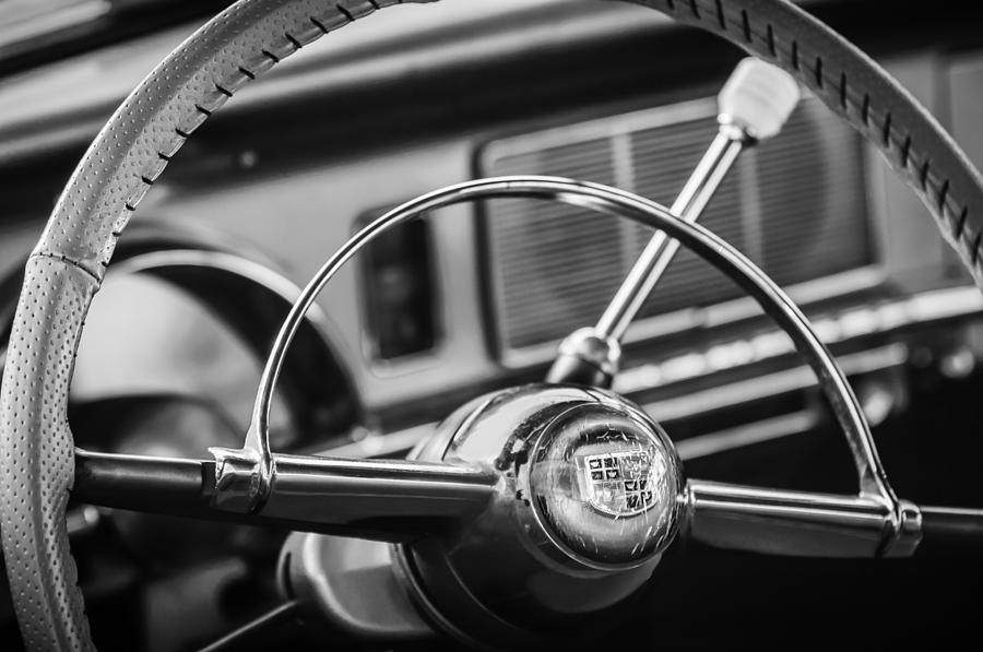 1950 Studebaker Champion Steering Wheel -1326bw Photograph by Jill Reger
