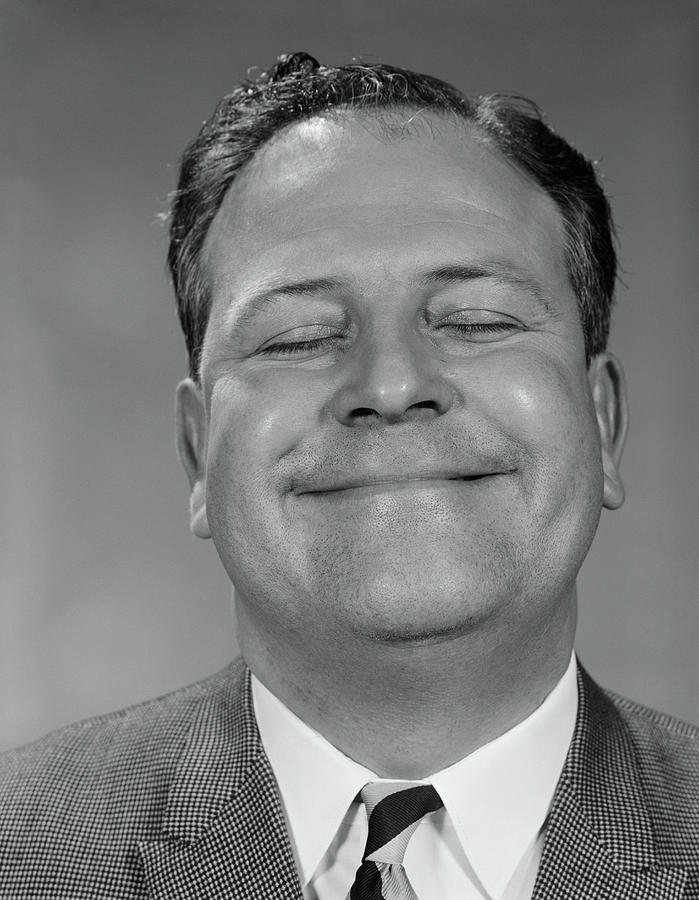 Black And White Photograph - 1950s 1960s Portrait Man Close-up Head by Vintage Images