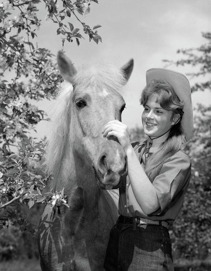 1950s 1960s Teenage Girl In Cowboy Hat Photograph By Animal Images 