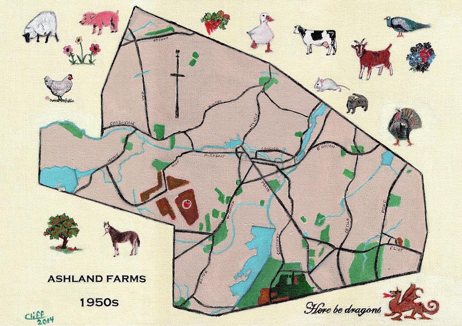 1950s Ashland Farm Map Painting by Cliff Wilson