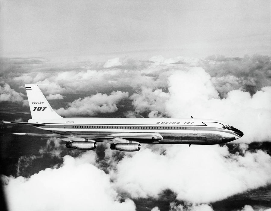 1950s Boeing 707 Passenger Jet Flying Photograph by Vintage Images