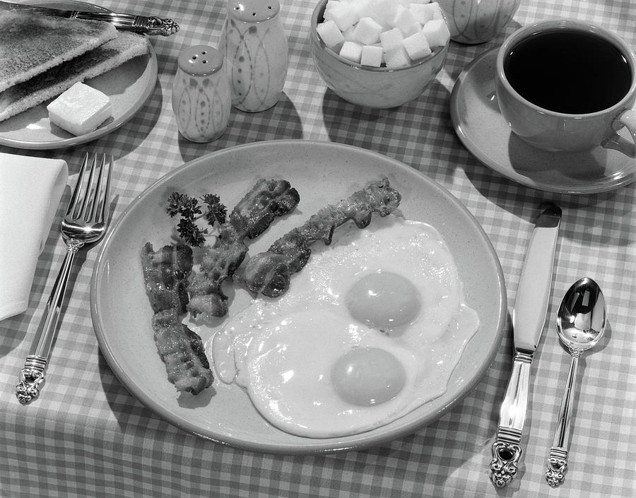 1950s Breakfast Plate Of Bacon & Fried Photograph by Vintage Images 1950s Breakfast Plate Of Bacon & Fried Photograph by Vintage Images