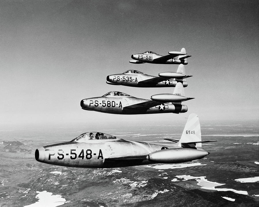 1950s Four Us Air Force F-84 Thunderjet Photograph by Vintage Images ...