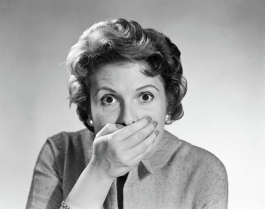 1950s Head Shot Of Startled Woman Photograph by Vintage Images | Fine ...