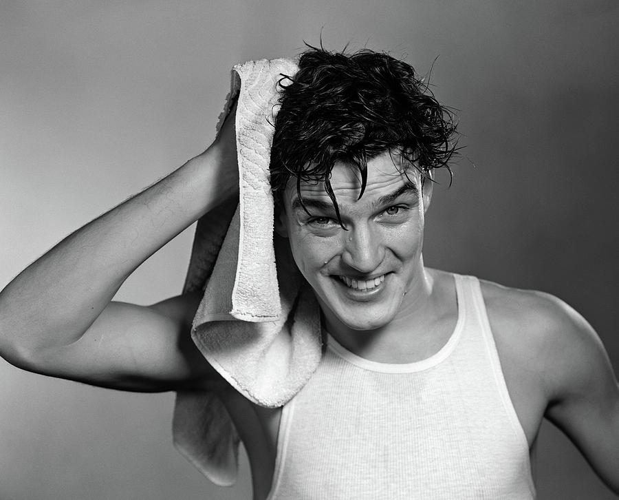 1950s Man Drying Hair After Shower Photograph by Vintage Images - Pixels