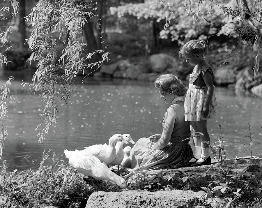 1950s Mother Sitting And Daughter Photograph By Vintage Images Pixels 9305